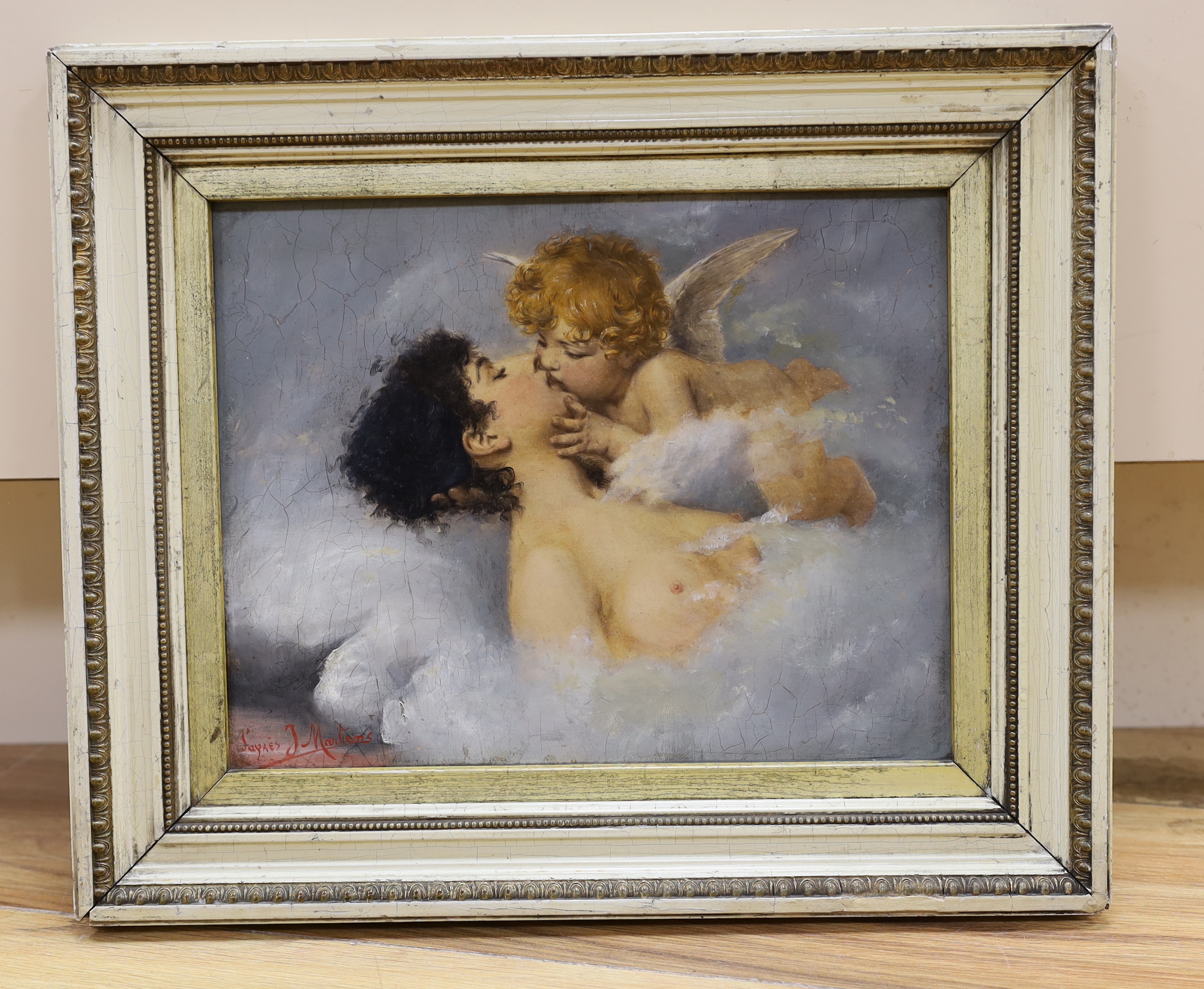 Willem Johannes Martens (Dutch, 1838-1895), oil on board, Venus and Cupid, signed, 26 x 19cm